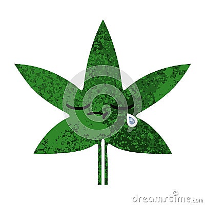 retro illustration style cartoon of a marijuana leaf Vector Illustration