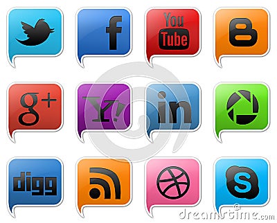 Social Colorful icons set Editorial Stock Photo