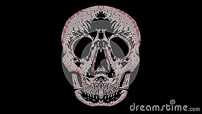 Illustrated Skull on a Black Background Stock Photo