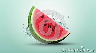 illustrated slice of watermelon with seeds Stock Photo