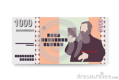 Icelandic money set bundle banknotes. Vector Illustration