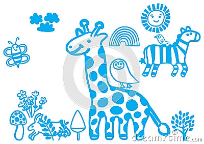 Cartoon element stamp silk screen a4 cm template Vector Illustration