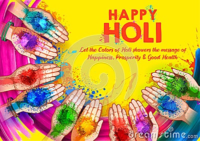 Colorful Happy Holi Background for Festival of Colors celebration greetings Vector Illustration