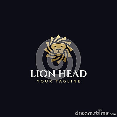 Abstract Elegant Lion Head Logo Design Template Stock Photo