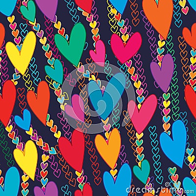 Love colorful chain love deco seamless pattern Vector Illustration