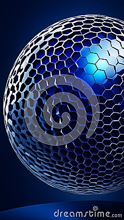 An Illustration of An Abstract, Futuristic Design Featuring A Spherical Shape Composed of A Honeycomb-like Hexagonal Pattern Stock Photo