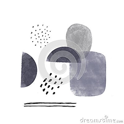 Illustration of abstract gray spots and stripes on white background Stock Photo