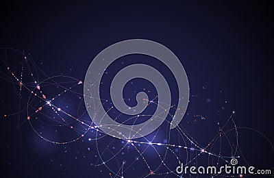 Illustration Abstract Molecules with Circles, Lines, Geometric, Polygon, Triangle pattern. Futuristic- digital science technology Vector Illustration