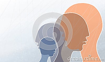 Illustration of abstract profiles of people. society, corporation, team, common cause, cooperation Stock Photo