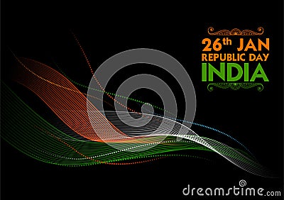 Abstract Tricolor banner with Indian flag for 26th January Happy Republic Day of India Vector Illustration