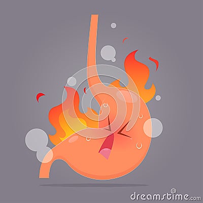 Illustration from acid reflux or heartburn Vector Illustration