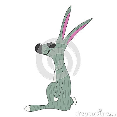 Illustration of adorable brown bunny rabbit cartoon character Vector Illustration