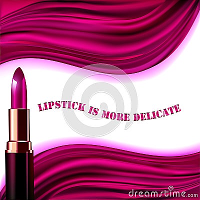 advertising poster Lipstick is more tender than silk Vector Illustration