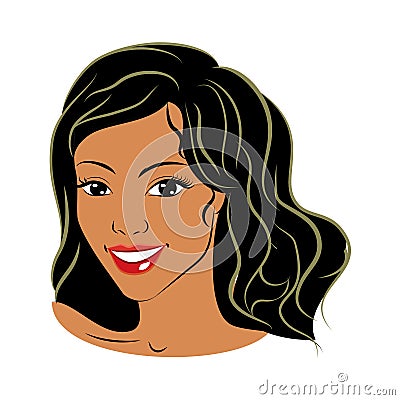 Cartoon girl with dark skin Vector Illustration