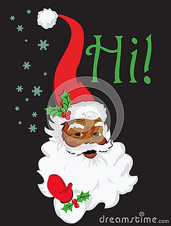 African American Santa says hi Vector Illustration