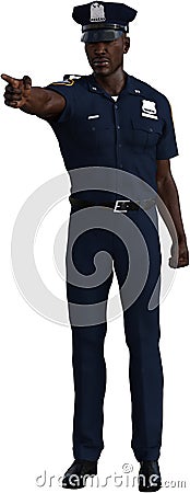 African American Police Officer Isolated Stock Photo