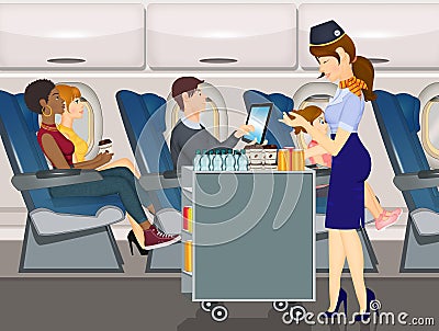 Illustration of air hostess service Cartoon Illustration