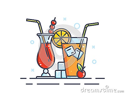 Illustration of alcoholic cocktails Vector Illustration