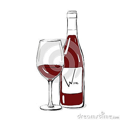 Illustration of an alcoholic drink. Wine Cartoon Illustration