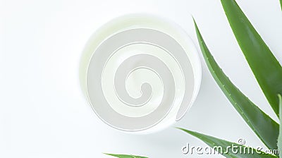 Aloe vera cream with aloe vera leaves on white Cartoon Illustration