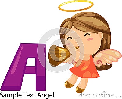 Illustration alphabet letter a-angel Vector Illustration