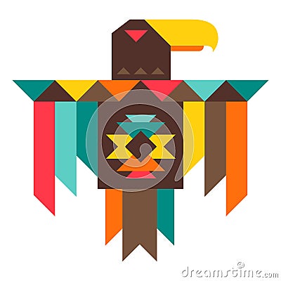 Illustration of american indians eagle. Ethnic image in native style. Vector Illustration