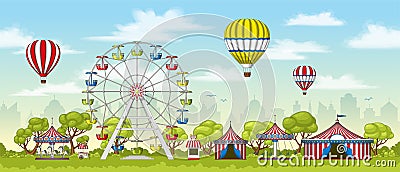 Illustration of an amusement park Vector Illustration