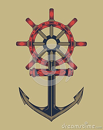 Illustration of anchor with handwheel Vector Illustration