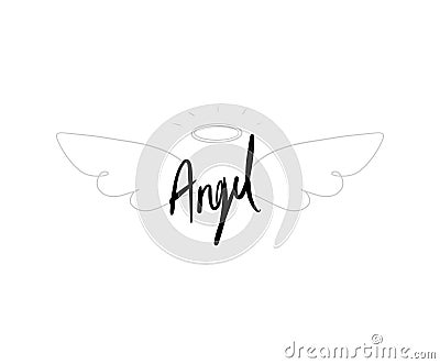 Illustration angel wings isolated on text background Stock Photo
