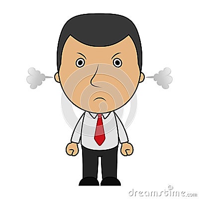 Angry businessman and a steam comes out of his ears Vector Illustration