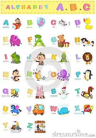 Animal alphabet letter a-z Vector Illustration