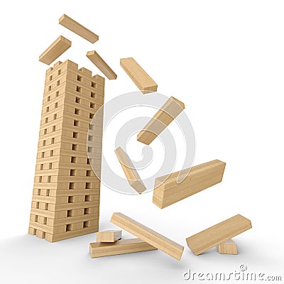 Model apartment block falling down Stock Photo