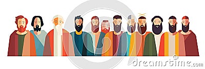 Illustration of 12 apostles on white background. Generative AI Stock Photo
