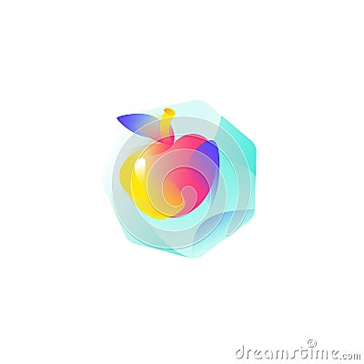 Illustration of an apple. Gradient flat icon. Apple is the symbol of New York. Vector illustration. A modern fashionable company Vector Illustration