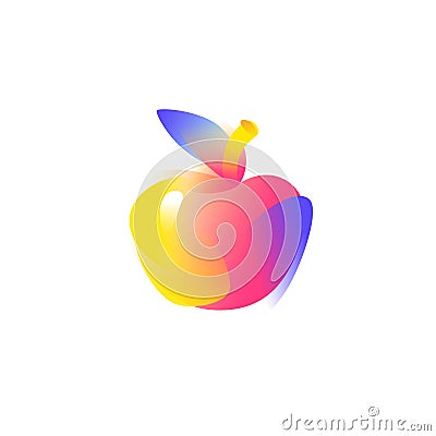 Illustration of an apple. Gradient flat icon. Apple is the symbol of New York. Vector illustration. A modern fashionable company Vector Illustration