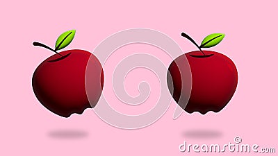 illustration of an apple image with a 3D view Cartoon Illustration