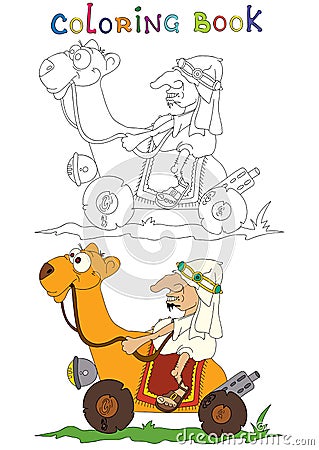 Illustration of a Arabian Bedouin Riding A Camel Vector Illustration