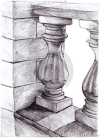 Illustration of the architectural element column Cartoon Illustration