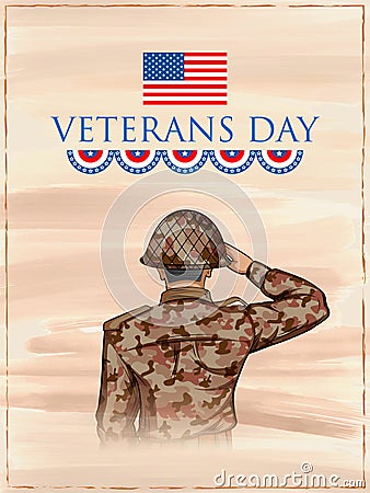 Army Memorial Happy Veterans Day USA honoring all who served for United States of America Cartoon Illustration