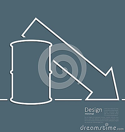 Illustration arrow indicating trend falling cost oil Vector Illustration