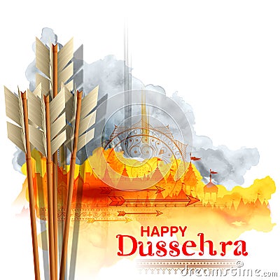 Arrow of Rama in Happy Dussehra festival of India background Vector Illustration