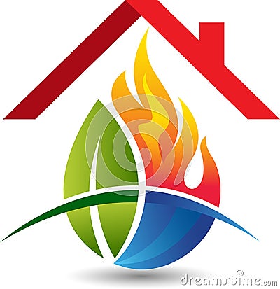 Leaf water flame and home logo Vector Illustration