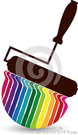 Rainbow painting roller logo Vector Illustration