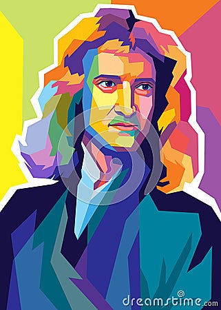 Isaac newton vector illustration wpap or pop art, he is a physicist from the Britain, london Vector Illustration