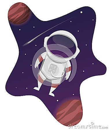 Astronaut Flying in a Galaxy Vector Illustration