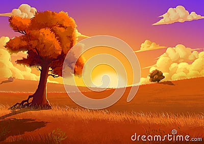 Illustration: The Autumn. Stock Photo