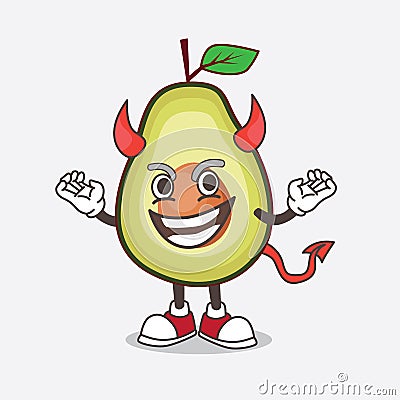 Avocado Fruit cartoon mascot character as cruel devil Vector Illustration