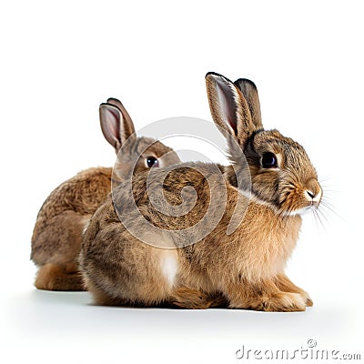 Baby cute rabbits has a pointed ears brown fur, animals, wildlife Cartoon Illustration