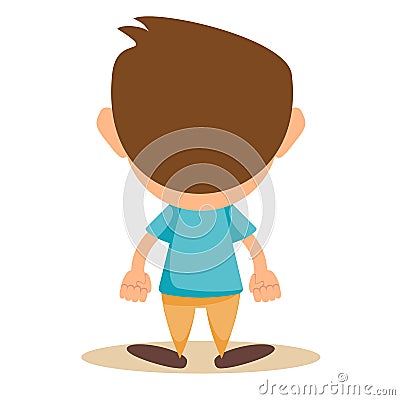 Illustration of a back view of a young boy on a white background Vector Illustration