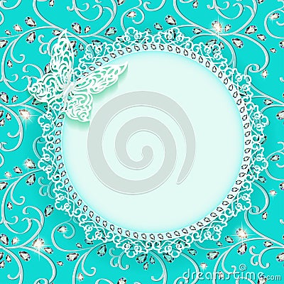 background card with flower lace and delicate butte Vector Illustration